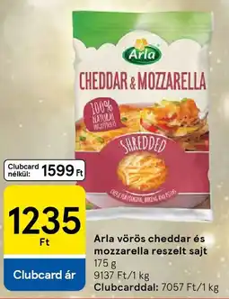 Tesco Arla vörös cheddar és mozzarella reszelt sajt ajánlat
