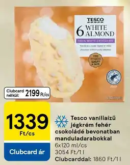 Tesco Tesco vaníliaízű jégkrém fehér csokoládé bevonatban manduladarabokkal ajánlat