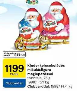 Tesco Kinder tejcsokoládés mikulásfigura meglepetéssel ajánlat