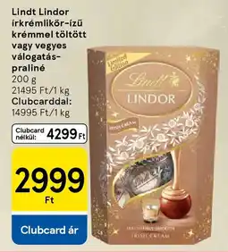 Tesco Lindt Lindor írkrémlikőr-ízű krémmel töltött, vegyes válogatás- praliné ajánlat