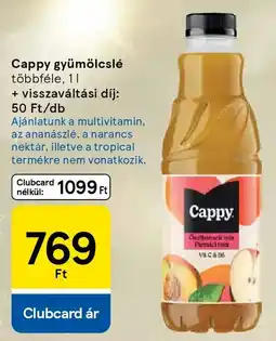 Tesco Cappy gyümölcslé ajánlat
