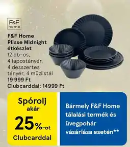 Tesco F&F Home Plisse Midnight étkészlet ajánlat