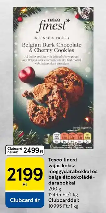 Tesco finest vajas keksz meggydarabokkal és belga étcsokoládé-darabokkal