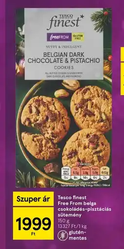 Tesco Tesco finest Free From belga csokoládés-pisztáciás sütemény ajánlat