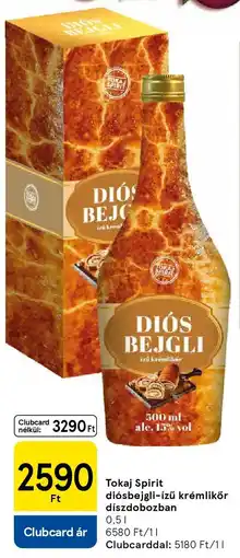 Tesco Tokaj Spirit diósbejgli-ízű krémlikőr díszdobozban ajánlat