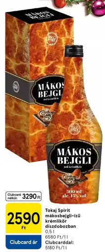 Tesco Tokaj Spirit mákosbejgli-ízű krémlikőr díszdobozban ajánlat