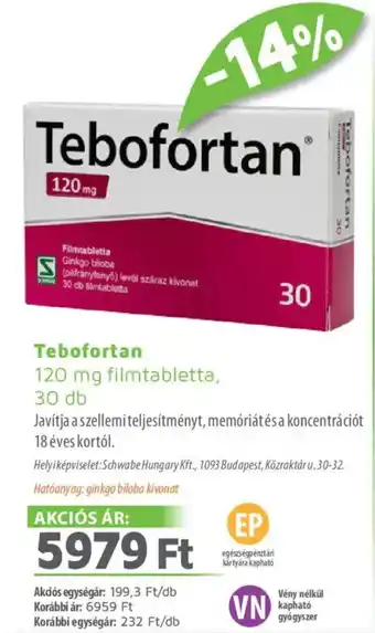 Alma Gyógyszertárak Tebofortan filmtabletta ajánlat