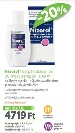 Alma Gyógyszertárak Nizoral korpásodás ellen sampon ajánlat