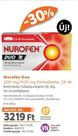 Alma Gyógyszertárak Nurofen Duo filmtabletta ajánlat
