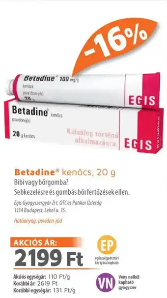 Alma Gyógyszertárak Betadine kenőcs ajánlat