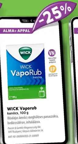 Alma Gyógyszertárak WICK Vaporub kenőcs ajánlat