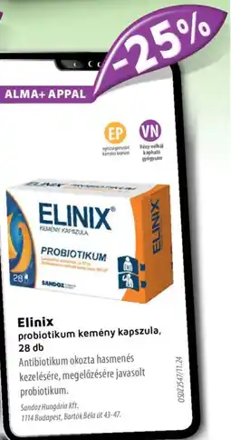 Alma Gyógyszertárak Elinix probiotikum kemény kapszula ajánlat