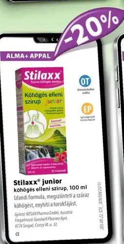 Alma Gyógyszertárak Stilaxx junior Köhögés elleni szirup ajánlat