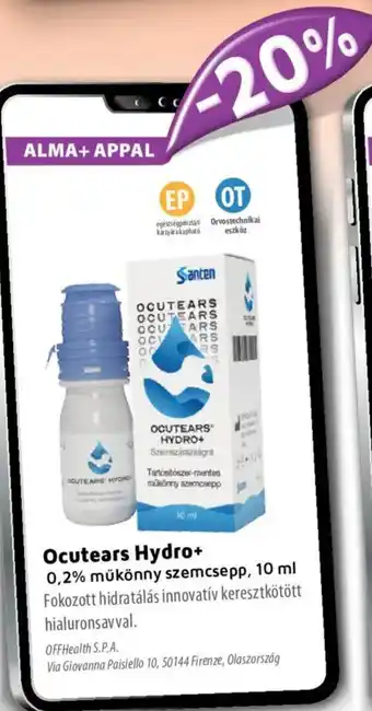 Alma Gyógyszertárak Ocutears Hydro+ műkönny szemcsepp ajánlat