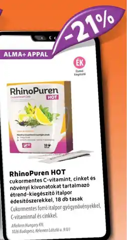 Alma Gyógyszertárak RhinoPuren HOT édesítőszerekkel ajánlat