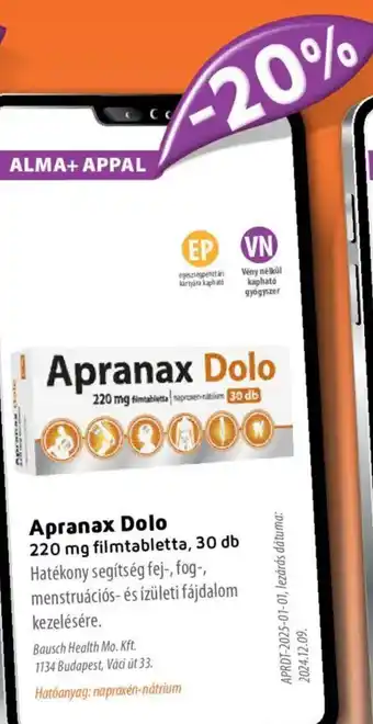 Alma Gyógyszertárak Apranax Dolo filmtabletta ajánlat