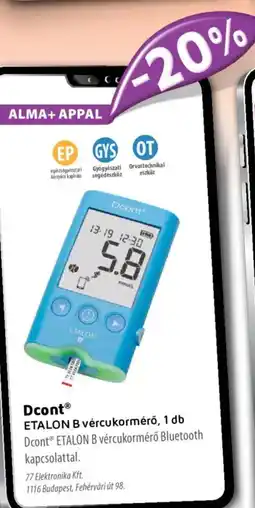 Alma Gyógyszertárak Dcont ETALON B vércukormérő ajánlat