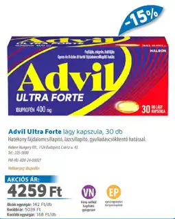 Alma Gyógyszertárak Advil Ultra Forte lágy kapszula ajánlat