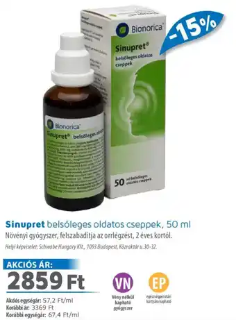 Alma Gyógyszertárak Sinupret belsőleges oldatos cseppek ajánlat