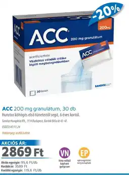Alma Gyógyszertárak ACC granulátum ajánlat