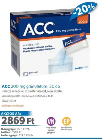 Alma Gyógyszertárak ACC granulátum ajánlat