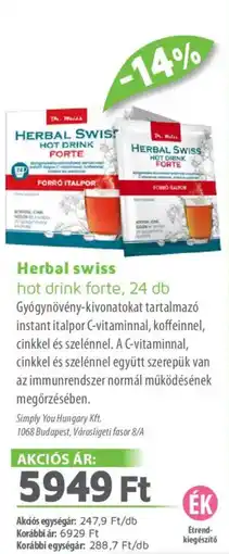 Alma Gyógyszertárak Herbal swiss hot drink forte ajánlat