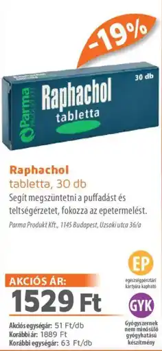 Alma Gyógyszertárak Raphachol tabletta ajánlat