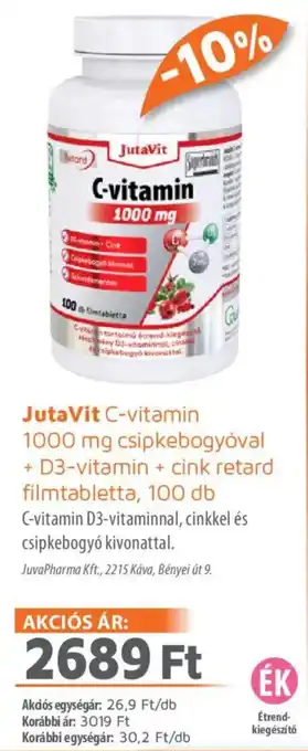 Alma Gyógyszertárak JutaVit C-vitamin filmtabletta ajánlat