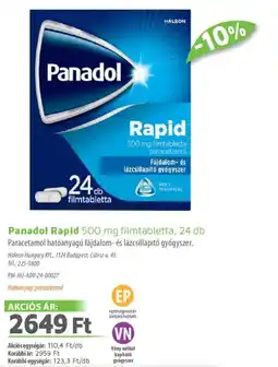 Alma Gyógyszertárak Panadol Rapid filmtabletta ajánlat