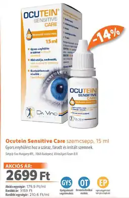 Alma Gyógyszertárak Ocutein Sensitive Care szemcsepp ajánlat