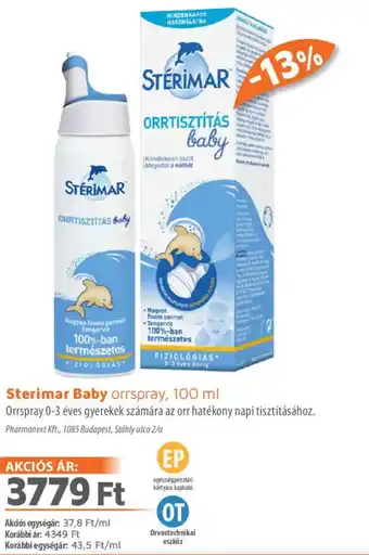 Alma Gyógyszertárak Sterimar Baby orrspray ajánlat