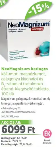 Alma Gyógyszertárak NeoMagnizum keringés tabletta ajánlat
