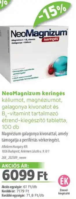 Alma Gyógyszertárak NeoMagnizum keringés tabletta ajánlat