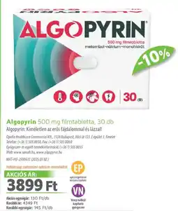 Alma Gyógyszertárak Algopyrin filmtabletta ajánlat