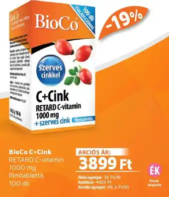 Alma Gyógyszertárak BioCo C+Cink RETARD C-vitamin filmtabletta ajánlat