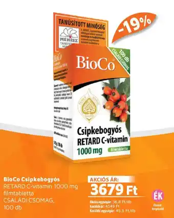 Alma Gyógyszertárak BioCo Csipkebogyós RETARD C-vitamin filmtabletta ajánlat