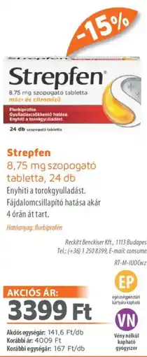 Alma Gyógyszertárak Strepfen tabletta ajánlat