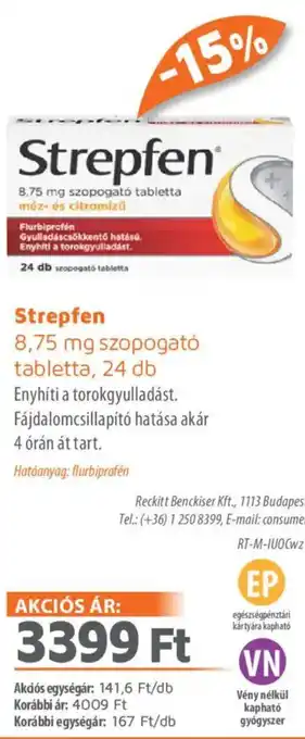 Alma Gyógyszertárak Strepfen tabletta ajánlat