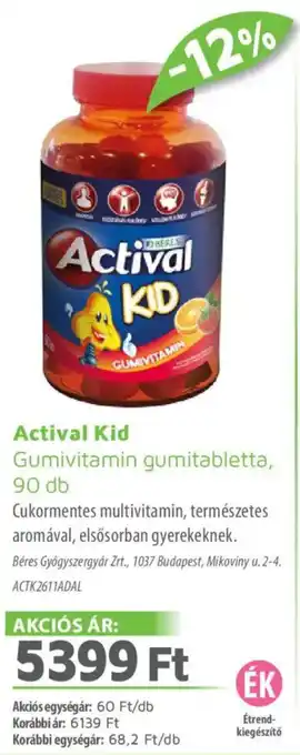 Alma Gyógyszertárak Actival Kid Gumivitamin gumitabletta ajánlat