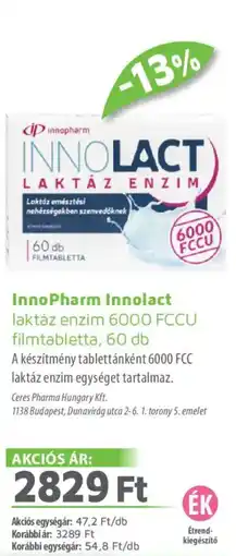Alma Gyógyszertárak InnoPharm Innolact filmtabletta ajánlat