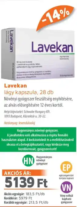 Alma Gyógyszertárak Lavekan lágy kapszula ajánlat