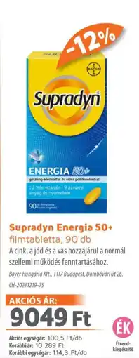 Alma Gyógyszertárak Supradyn Energia 50+ filmtabletta ajánlat