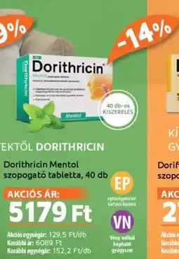 Alma Gyógyszertárak Dorithricin Mentol szopogató tabletta ajánlat