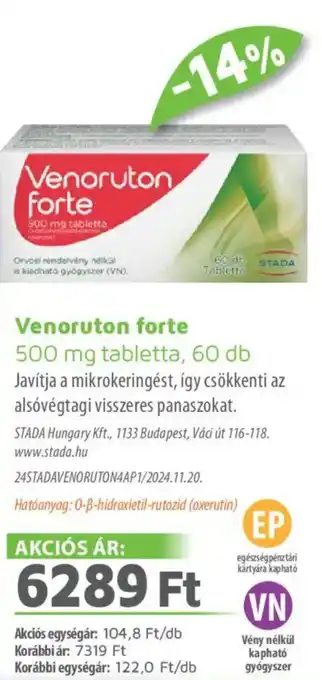 Alma Gyógyszertárak Venoruton forte tabletta ajánlat