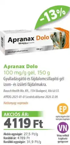Alma Gyógyszertárak Apranax Dolo ajánlat
