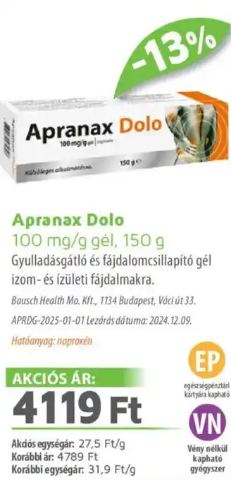 Alma Gyógyszertárak Apranax Dolo ajánlat