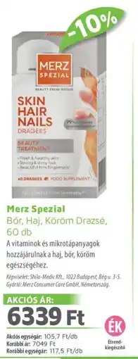Alma Gyógyszertárak Merz Spezial Bőr, Haj, Köröm Drazsé ajánlat