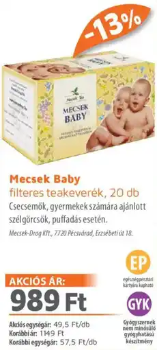 Alma Gyógyszertárak Mecsek Baby filteres teakeverék ajánlat