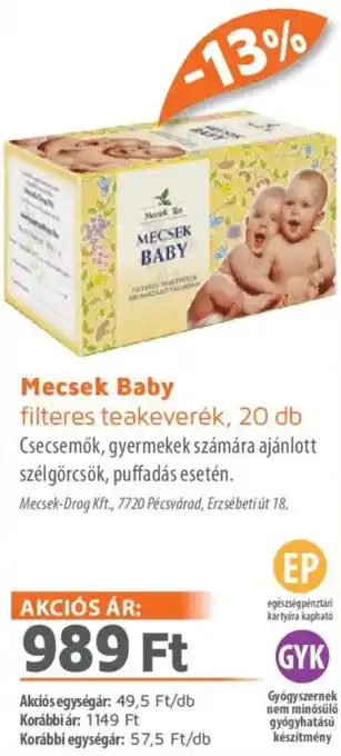 Alma Gyógyszertárak Mecsek Baby filteres teakeverék ajánlat