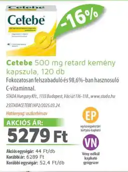 Alma Gyógyszertárak Cetebe retard kemény kapszula ajánlat